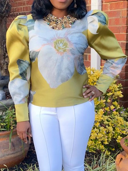 Elegant Floral Printing Crew Neck Puff Sleeve Blouse, As picture, Blouses and Shirts
Elegant Floral Printing Crew Neck Puff Sleeve Blouse, As picture, Blouses and Shirts