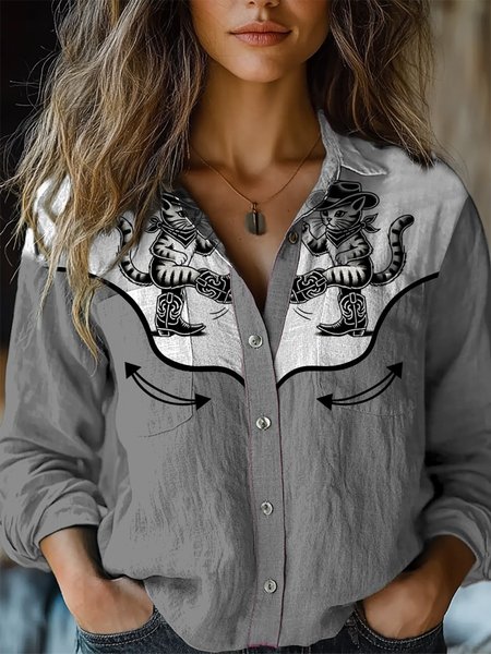 Women's Long Sleeve Shirt Spring/Fall Color Block Shirt Collar Holiday Going Out Casual Top, Gray, Shirts
Women's Long Sleeve Shirt Spring/Fall Color Block Shirt Collar Holiday Going Out Casual Top, Gray, Shirts
