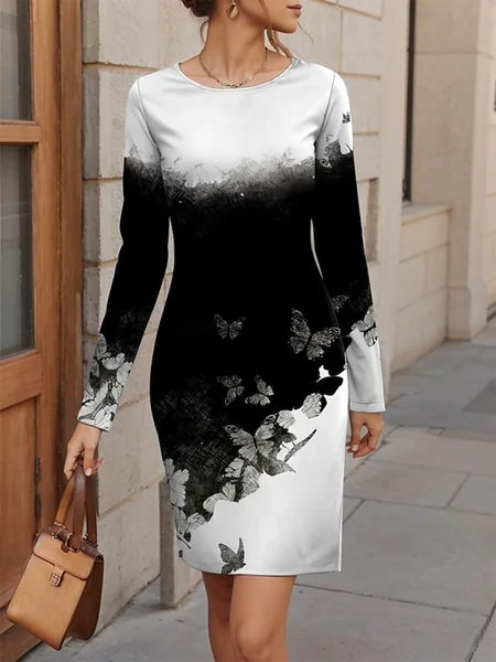 Women's Long Sleeve Spring/Fall Butterfly Jersey Dress Crew Neck Holiday Going Out Casual Mini H-Line T-Shirt Dress, Black, Dresses
Women's Long Sleeve Spring/Fall Butterfly Jersey Dress Crew Neck Holiday Going Out Casual Mini H-Line T-Shirt Dress, Black, Dresses