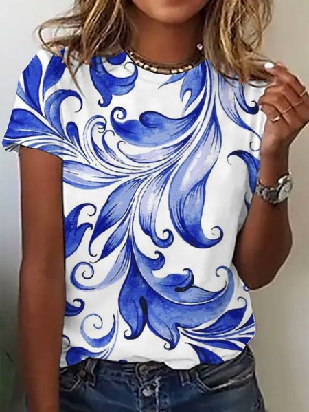 Women's Short Sleeve Tee T-shirt Summer Floral Jersey Crew Neck Daily Going Out Casual Top, Blue, T-Shirts
Women's Short Sleeve Tee T-shirt Summer Floral Jersey Crew Neck Daily Going Out Casual Top, Blue, T-Shirts