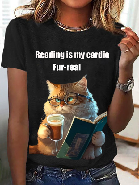 Women's Short Sleeve Tee T-shirt Summer Cat Jersey Crew Neck Daily Going Out Casual Top, Black, T-Shirts
Women's Short Sleeve Tee T-shirt Summer Cat Jersey Crew Neck Daily Going Out Casual Top, Black, T-Shirts