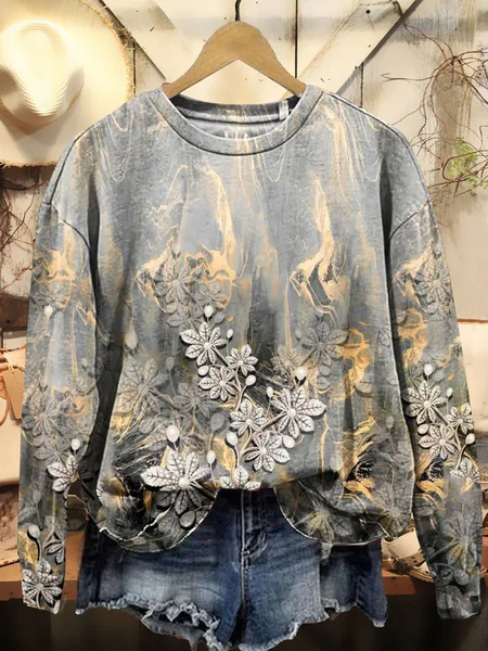 Women's Crew Neck Floral Casual Spring/Fall Long Sleeve Sweatshirt, Gray, Sweatshirts & Hoodies
Women's Crew Neck Floral Casual Spring/Fall Long Sleeve Sweatshirt, Gray, Sweatshirts & Hoodies