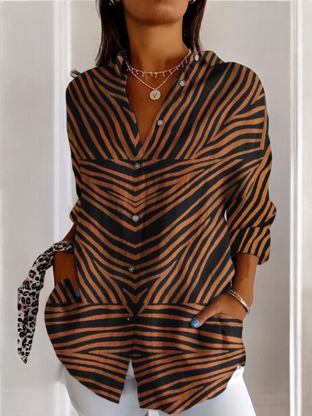 Shirt Collar Long Sleeve Geometric Regular Micro-Elasticity Regular Fit Shirt For Women, Brown, Shirts
Shirt Collar Long Sleeve Geometric Regular Micro-Elasticity Regular Fit Shirt For Women, Brown, Shirts