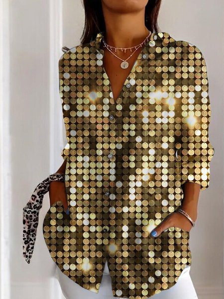 Shirt Collar Long Sleeve Geometric Regular Micro-Elasticity Regular Fit Shirt For Women, Golden, Shirts
Shirt Collar Long Sleeve Geometric Regular Micro-Elasticity Regular Fit Shirt For Women, Golden, Shirts