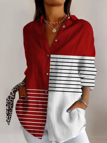 Shirt Collar Long Sleeve Geometric Regular Micro-Elasticity Regular Fit Shirt For Women, Red, Shirts
Shirt Collar Long Sleeve Geometric Regular Micro-Elasticity Regular Fit Shirt For Women, Red, Shirts