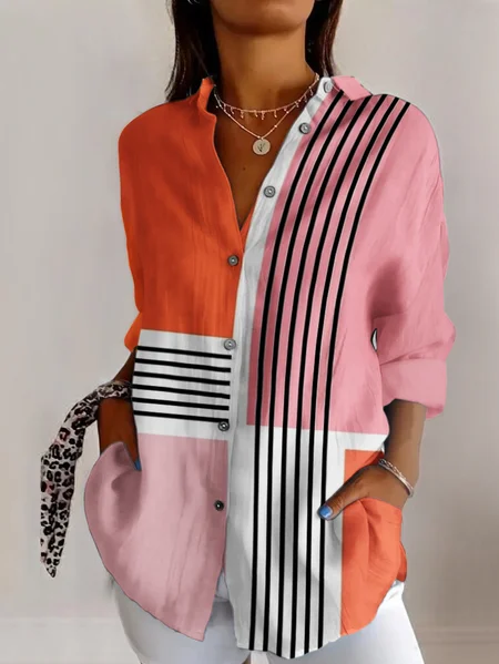 Women's Geometric Long Sleeve Shirt Spring/Fall Shirt Collar Daily Casual Top, Pink, Blouses
Women's Geometric Long Sleeve Shirt Spring/Fall Shirt Collar Daily Casual Top, Pink, Blouses