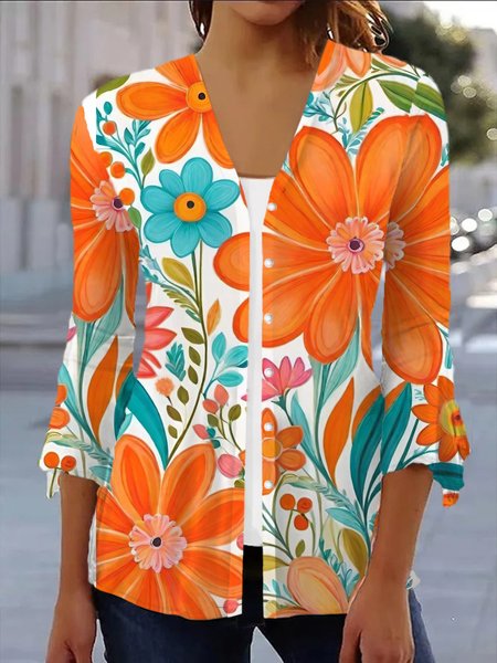 Women's Spring/Fall Outerwear Casual Floral Jersey Shawl Jacket, Orange, Coats
Women's Spring/Fall Outerwear Casual Floral Jersey Shawl Jacket, Orange, Coats