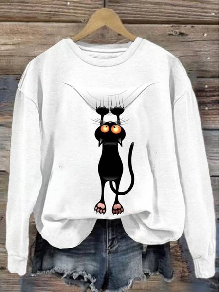 Women's Crew Neck Cat Casual Spring/Fall Long Sleeve Sweatshirt, White, Sweatshirts & Hoodies
Women's Crew Neck Cat Casual Spring/Fall Long Sleeve Sweatshirt, White, Sweatshirts & Hoodies