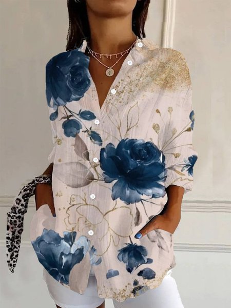 Women's Long Sleeve Shirt Spring/Fall Floral Shirt Collar Daily Going Out Casual Top, Blue, Shirts
Women's Long Sleeve Shirt Spring/Fall Floral Shirt Collar Daily Going Out Casual Top, Blue, Shirts