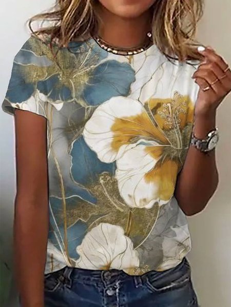 Women's Short Sleeve Tee T-shirt Summer Floral Jersey Crew Neck Daily Going Out Casual Top, Yellow, T-Shirts
Women's Short Sleeve Tee T-shirt Summer Floral Jersey Crew Neck Daily Going Out Casual Top, Yellow, T-Shirts