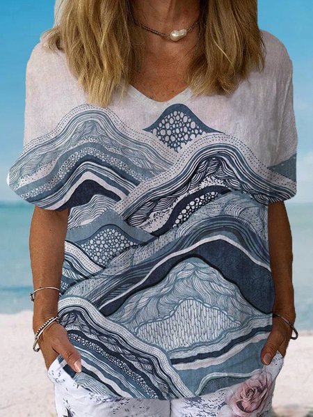 Women's Short Sleeve Blouse Summer Abstract Cotton Crew Neck Daily Going Out Casual Top, Blue, Blouses
Women's Short Sleeve Blouse Summer Abstract Cotton Crew Neck Daily Going Out Casual Top, Blue, Blouses