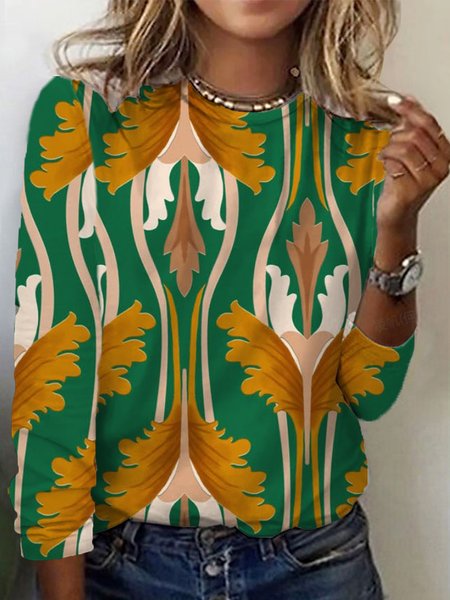 Women's Long Sleeve Tee T-shirt Spring/Fall Floral Jersey Crew Neck Daily Going Out Casual Top, Green, T-Shirts
Women's Long Sleeve Tee T-shirt Spring/Fall Floral Jersey Crew Neck Daily Going Out Casual Top, Green, T-Shirts