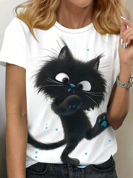 Women's Short Sleeve Tee T-shirt Summer Cat Jersey Crew Neck Daily Going Out Casual Top, White, T-Shirts
Women's Short Sleeve Tee T-shirt Summer Cat Jersey Crew Neck Daily Going Out Casual Top, White, T-Shirts