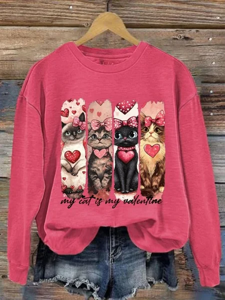 Women's Crew Neck Cat Casual Spring/Fall Long Sleeve Sweatshirt, Rose red, Sweatshirts & Hoodies
Women's Crew Neck Cat Casual Spring/Fall Long Sleeve Sweatshirt, Rose red, Sweatshirts & Hoodies