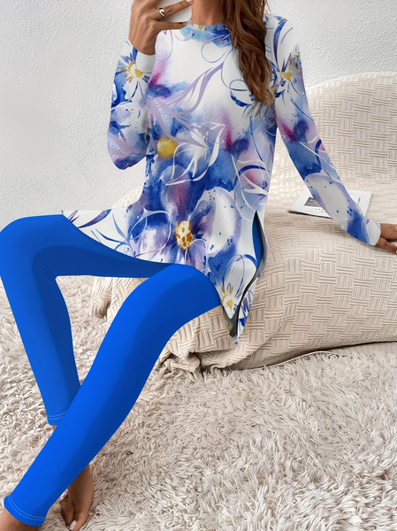 Women's Jersey Floral Daily Going Out Two Piece Set Long Sleeve Casual Spring/Fall Top With Pants Matching Set, Blue, Suit Set
Women's Jersey Floral Daily Going Out Two Piece Set Long Sleeve Casual Spring/Fall Top With Pants Matching Set, Blue, Suit Set