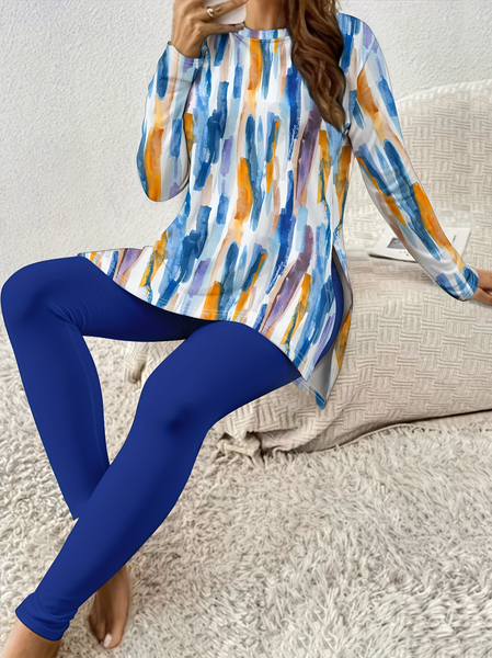 Women's Jersey Geometric Daily Going Out Two Piece Set Long Sleeve Casual Spring/Fall Top With Pants Matching Set, Blue, Suit Set
Women's Jersey Geometric Daily Going Out Two Piece Set Long Sleeve Casual Spring/Fall Top With Pants Matching Set, Blue, Suit Set