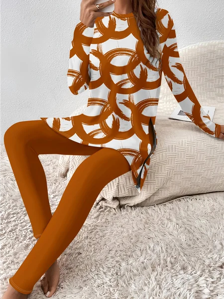 Women's Jersey Geometric Daily Going Out Two Piece Set Long Sleeve Casual Spring/Fall Top With Pants Matching Set, Brown, Suit Set
Women's Jersey Geometric Daily Going Out Two Piece Set Long Sleeve Casual Spring/Fall Top With Pants Matching Set, Brown, Suit Set