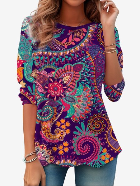 Women's Long Sleeve Tee T-shirt Spring/Fall Ethnic Jersey Crew Neck Daily Going Out Casual Top, Purple, T-Shirts
Women's Long Sleeve Tee T-shirt Spring/Fall Ethnic Jersey Crew Neck Daily Going Out Casual Top, Purple, T-Shirts