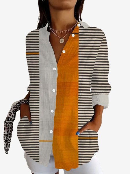 Women's Long Sleeve Shirt Spring/Fall Striped Shirt Collar Daily Going Out Casual Top, Apricot, Shirts
Women's Long Sleeve Shirt Spring/Fall Striped Shirt Collar Daily Going Out Casual Top, Apricot, Shirts