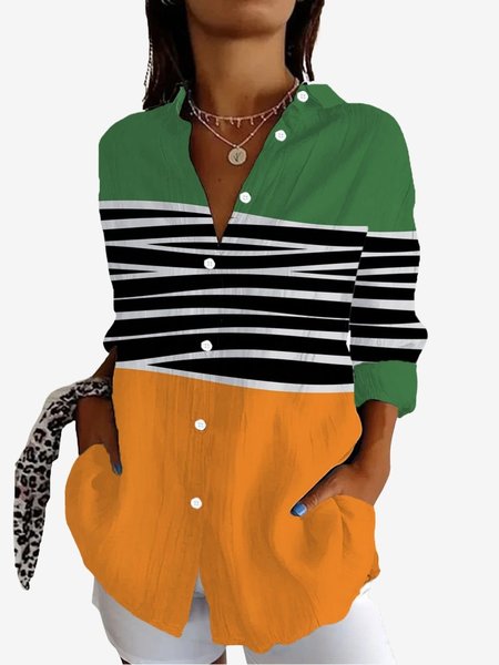 Women's Long Sleeve Shirt Spring/Fall Striped Shirt Collar Daily Going Out Casual Top, Orange, Shirts
Women's Long Sleeve Shirt Spring/Fall Striped Shirt Collar Daily Going Out Casual Top, Orange, Shirts