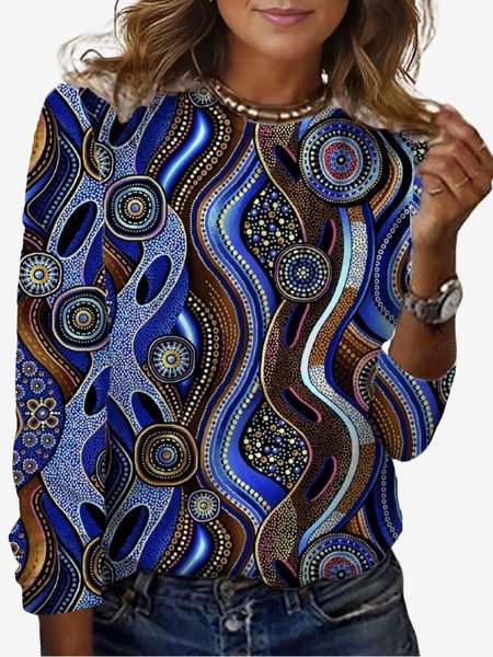 Women's Long Sleeve Tee T-shirt Spring/Fall Ethnic Jersey Crew Neck Daily Going Out Casual Top, Blue, T-Shirts
Women's Long Sleeve Tee T-shirt Spring/Fall Ethnic Jersey Crew Neck Daily Going Out Casual Top, Blue, T-Shirts