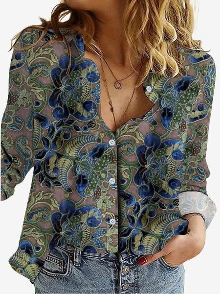 Women's Long Sleeve Shirt Spring/Fall Floral Shirt Collar Daily Going Out Casual Top, Green, Shirts
Women's Long Sleeve Shirt Spring/Fall Floral Shirt Collar Daily Going Out Casual Top, Green, Shirts