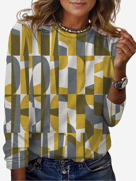 Women's Long Sleeve Tee T-shirt Spring/Fall Geometric Jersey Crew Neck Daily Going Out Casual Top, Yellow, T-Shirts
Women's Long Sleeve Tee T-shirt Spring/Fall Geometric Jersey Crew Neck Daily Going Out Casual Top, Yellow, T-Shirts