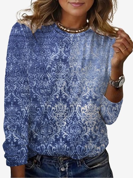 Women's Long Sleeve Tee T-shirt Spring/Fall Ethnic Jersey Crew Neck Daily Going Out Casual Top, Blue, T-Shirts
Women's Long Sleeve Tee T-shirt Spring/Fall Ethnic Jersey Crew Neck Daily Going Out Casual Top, Blue, T-Shirts