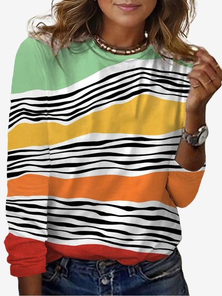 Women's Long Sleeve Tee T-shirt Spring/Fall Striped Jersey Crew Neck Daily Going Out Casual Top, Orange, T-Shirts
Women's Long Sleeve Tee T-shirt Spring/Fall Striped Jersey Crew Neck Daily Going Out Casual Top, Orange, T-Shirts