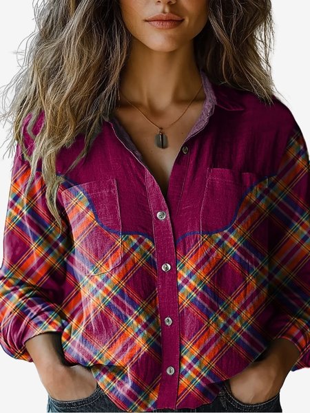 Women's Long Sleeve Shirt Spring/Fall Plaid Shirt Collar Holiday Going Out Casual Top, Rose red, Shirts
Women's Long Sleeve Shirt Spring/Fall Plaid Shirt Collar Holiday Going Out Casual Top, Rose red, Shirts