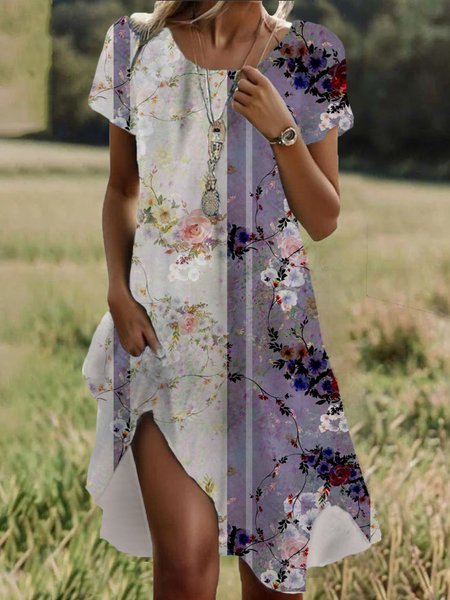 Women's Short Sleeve Summer Floral Dress Crew Neck Daily Going Out Casual Midi H-Line T-Shirt Dress, Purple, Dresses
Women's Short Sleeve Summer Floral Dress Crew Neck Daily Going Out Casual Midi H-Line T-Shirt Dress, Purple, Dresses