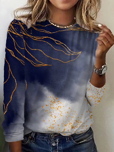 Women's Long Sleeve Tee T-shirt Spring/Fall Abstract Cotton Crew Neck Daily Going Out Casual Top, Purplish blue, T-Shirts
Women's Long Sleeve Tee T-shirt Spring/Fall Abstract Cotton Crew Neck Daily Going Out Casual Top, Purplish blue, T-Shirts