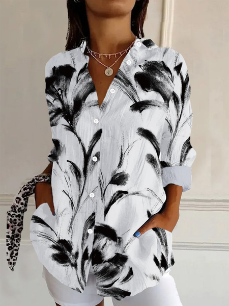 Shirt Collar Regular Sleeve Long Sleeve Floral Buckle Regular Loose Button Up Shirt Shirt For Women, White, Blouses
Shirt Collar Regular Sleeve Long Sleeve Floral Buckle Regular Loose Button Up Shirt Shirt For Women, White, Blouses