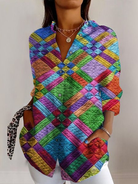Women's Long Sleeve Shirt Spring/Fall Geometric Shirt Collar Daily Going Out Casual Top, Multicolor, Blouses
Women's Long Sleeve Shirt Spring/Fall Geometric Shirt Collar Daily Going Out Casual Top, Multicolor, Blouses