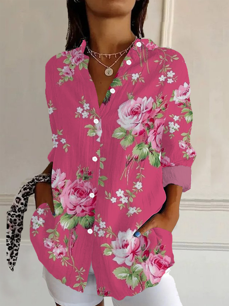Women's Long Sleeve Shirt Spring/Fall Pink Floral Buckle Shirt Collar Daily Going Out Casual Top, Blouses
Women's Long Sleeve Shirt Spring/Fall Pink Floral Buckle Shirt Collar Daily Going Out Casual Top, Blouses