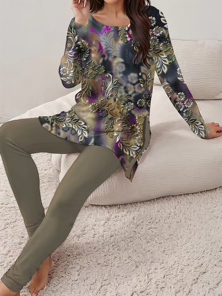 Women's Floral Daily Going Out Two Piece Set Long Sleeve Casual Spring/Fall Top With Pants Matching Set, As picture, Suit Set
Women's Floral Daily Going Out Two Piece Set Long Sleeve Casual Spring/Fall Top With Pants Matching Set, As picture, Suit Set