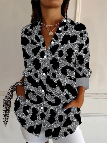 Women's Long Sleeve Shirt Spring/Fall As Picture Leopard Buckle Shirt Collar Daily Going Out Casual Top, Blouses
Women's Long Sleeve Shirt Spring/Fall As Picture Leopard Buckle Shirt Collar Daily Going Out Casual Top, Blouses