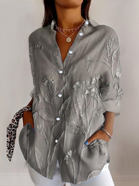 Shirt Collar Long Sleeve Geometric Regular Micro-Elasticity Regular Fit Shirt For Women, Gray, Shirts
Shirt Collar Long Sleeve Geometric Regular Micro-Elasticity Regular Fit Shirt For Women, Gray, Shirts