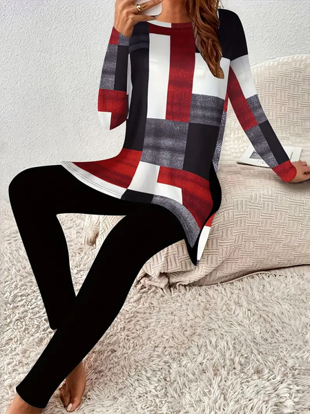 Women Plaid Crew Neck Long Sleeve Comfy Casual Printing Top With Pants Two-Piece Set, As picture, Sets
Women Plaid Crew Neck Long Sleeve Comfy Casual Printing Top With Pants Two-Piece Set, As picture, Sets