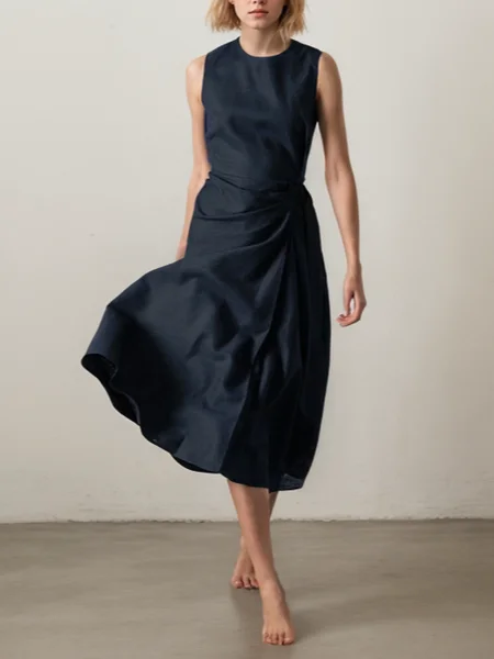 STYLE WE x CHILLINEN |Regular Fit Crew Neck Linen Linen Dress With No, Deep blue, Midi Dresses
STYLE WE x CHILLINEN |Regular Fit Crew Neck Linen Linen Dress With No, Deep blue, Midi Dresses