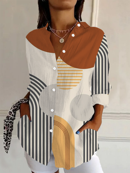 Women's Long Sleeve Shirt Spring/Fall As Picture Geometric Buckle Shirt Collar Daily Going Out Casual Top, Blouses
Women's Long Sleeve Shirt Spring/Fall As Picture Geometric Buckle Shirt Collar Daily Going Out Casual Top, Blouses