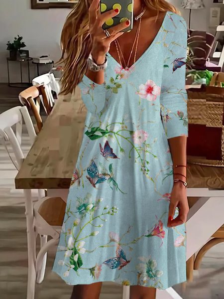 Women's Long Sleeve Summer Floral Printing Dress V Neck Daily Going Out Casual Midi Tunic A-Line Dress, Green, Casual Dresses
Women's Long Sleeve Summer Floral Printing Dress V Neck Daily Going Out Casual Midi Tunic A-Line Dress, Green, Casual Dresses