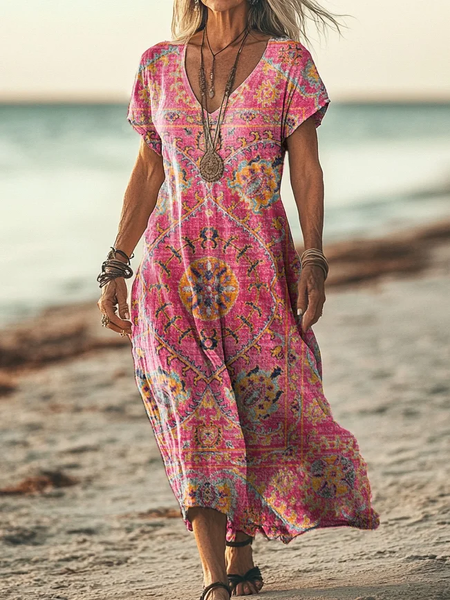Women's Short Sleeve Summer Floral Printing Dress V Neck Daily Going Out Casual Maxi T-Shirt Dress H-Line Dress, Pink, Casual Dresses
Women's Short Sleeve Summer Floral Printing Dress V Neck Daily Going Out Casual Maxi T-Shirt Dress H-Line Dress, Pink, Casual Dresses