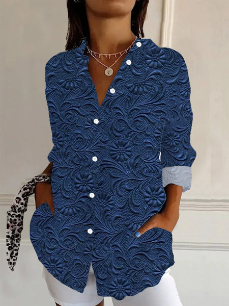 Women's Long Sleeve Shirt Spring/Fall Purplish blue Floral Buckle Shirt Collar Daily Going Out Casual Top, Blouses
Women's Long Sleeve Shirt Spring/Fall Purplish blue Floral Buckle Shirt Collar Daily Going Out Casual Top, Blouses