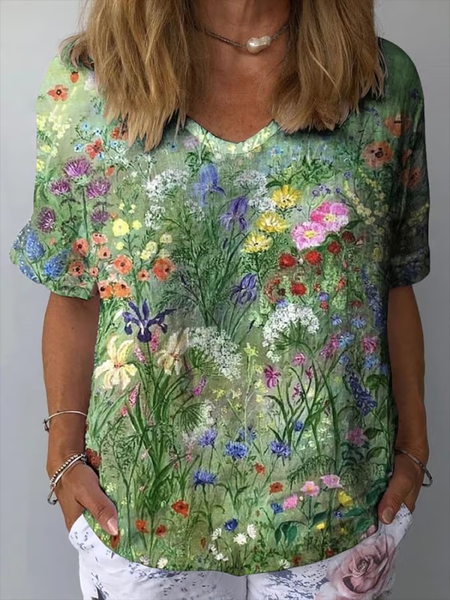 Women's Short Sleeve Blouse Summer Floral Printing Crew Neck Daily Going Out Casual Top, Green, Blouses
Women's Short Sleeve Blouse Summer Floral Printing Crew Neck Daily Going Out Casual Top, Green, Blouses