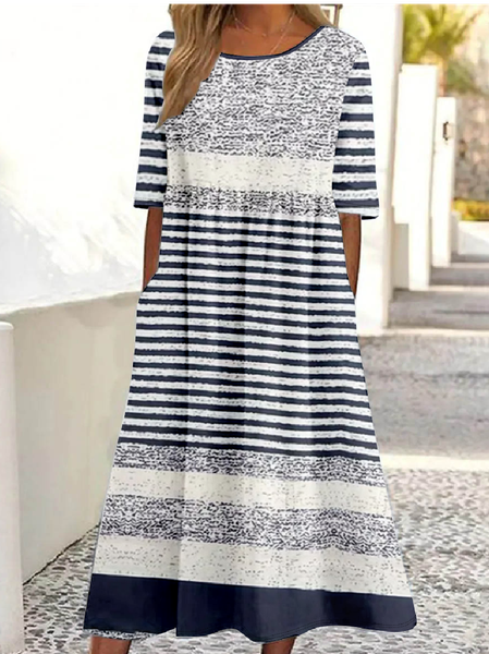 Women's Half Sleeve Summer Striped Dress Crew Neck Daily Going Out Vintage Maxi Shirt Dress A-Line Dress, As picture, Dresses
Women's Half Sleeve Summer Striped Dress Crew Neck Daily Going Out Vintage Maxi Shirt Dress A-Line Dress, As picture, Dresses