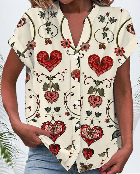 Women's Short Sleeve Shirt Summer Floral Printing V Neck Daily Going Out Casual Top, Apricot, Shirts
Women's Short Sleeve Shirt Summer Floral Printing V Neck Daily Going Out Casual Top, Apricot, Shirts