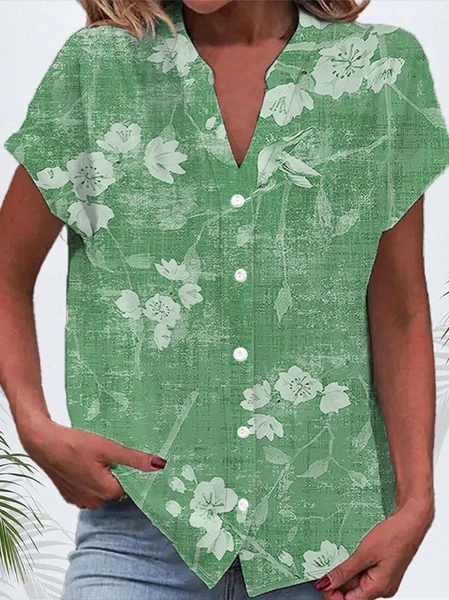 Women's Short Sleeve Shirt Summer Floral Printing V Neck Daily Going Out Casual Top, Green, Shirts
Women's Short Sleeve Shirt Summer Floral Printing V Neck Daily Going Out Casual Top, Green, Shirts