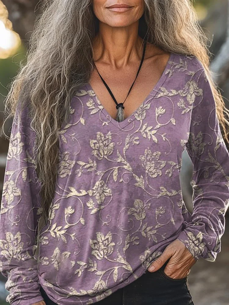 Women's Long Sleeve Tee T-shirt Spring/Fall Floral Printing V Neck Casual Graphic Tee Top, Purple, T-Shirts
Women's Long Sleeve Tee T-shirt Spring/Fall Floral Printing V Neck Casual Graphic Tee Top, Purple, T-Shirts