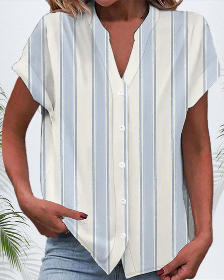 Women's Short Sleeve Shirt Summer As Picture Striped Printing V Neck Daily Going Out Casual Top, Blouses
Women's Short Sleeve Shirt Summer As Picture Striped Printing V Neck Daily Going Out Casual Top, Blouses
